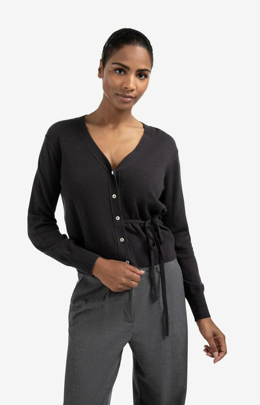 Cardigan mit V-Ausschnitt und Bindeverschluss YAYA