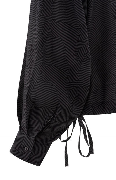 Langärmeliges Oberteil mit Muster und Kordelzug, YAYA