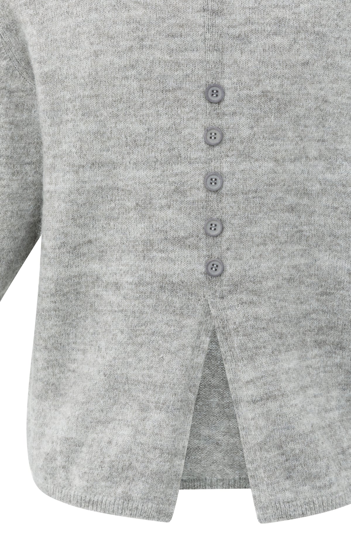 Melange-Strickpullover mit V-Ausschnitt und Knopfdetails, YAYA