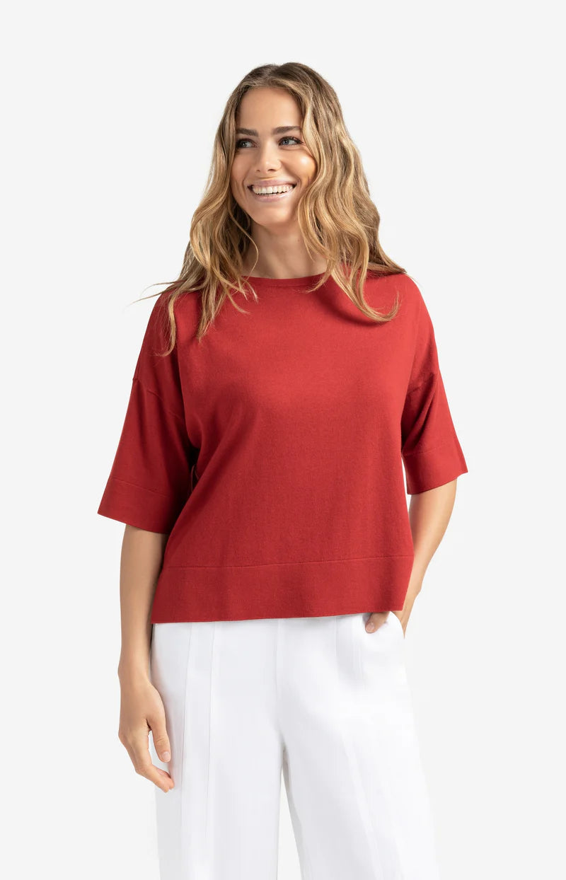 Oversize-T-Shirt aus Feinstrick mit kurzen Ärmeln YAYA