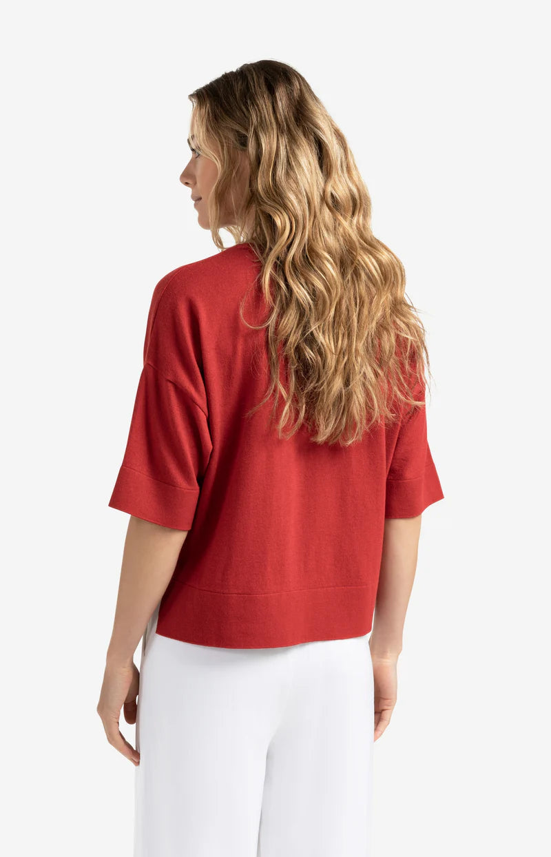 Oversize-T-Shirt aus Feinstrick mit kurzen Ärmeln YAYA