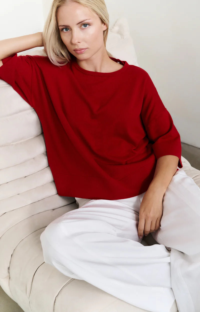 Oversize-T-Shirt aus Feinstrick mit kurzen Ärmeln YAYA