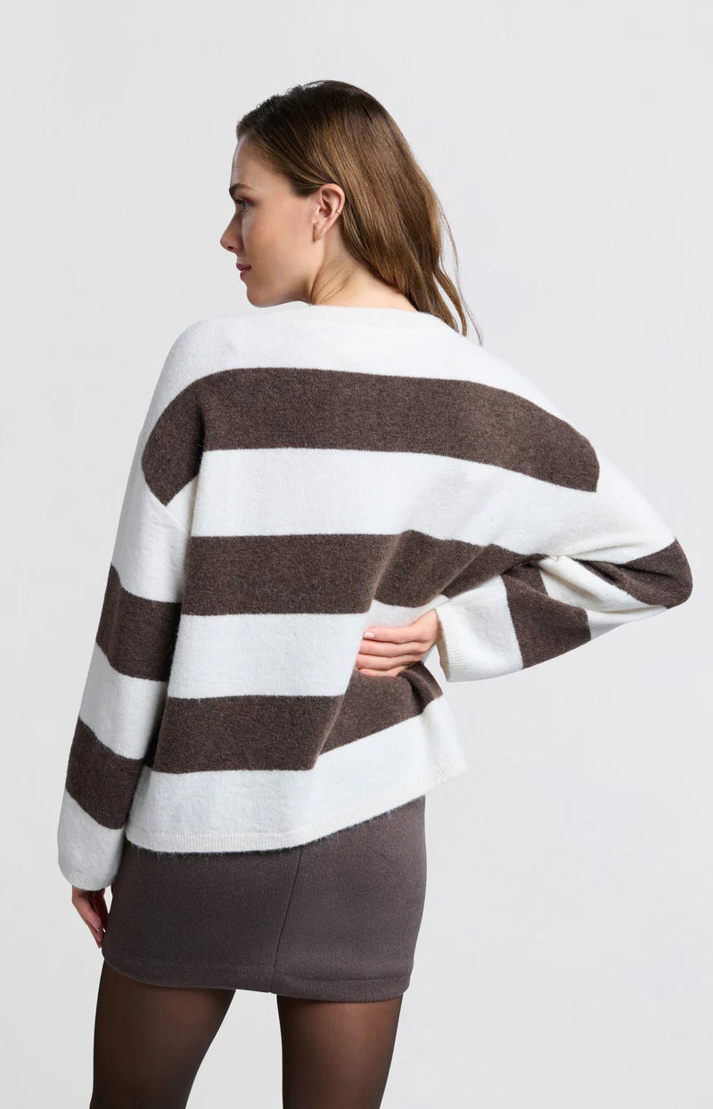 Oversize-Pullover mit breiten Streifen und langen Ärmeln, YAYA