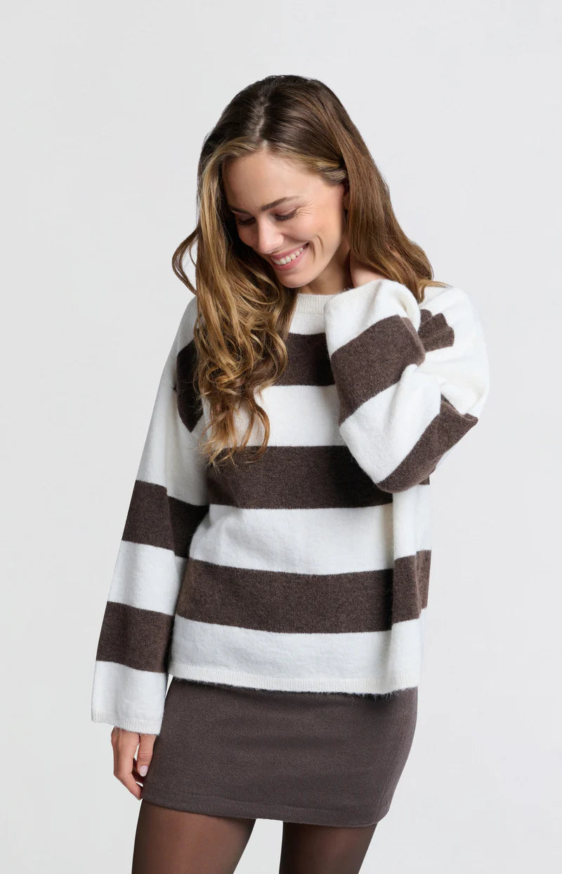 Oversize-Pullover mit breiten Streifen und langen Ärmeln, YAYA