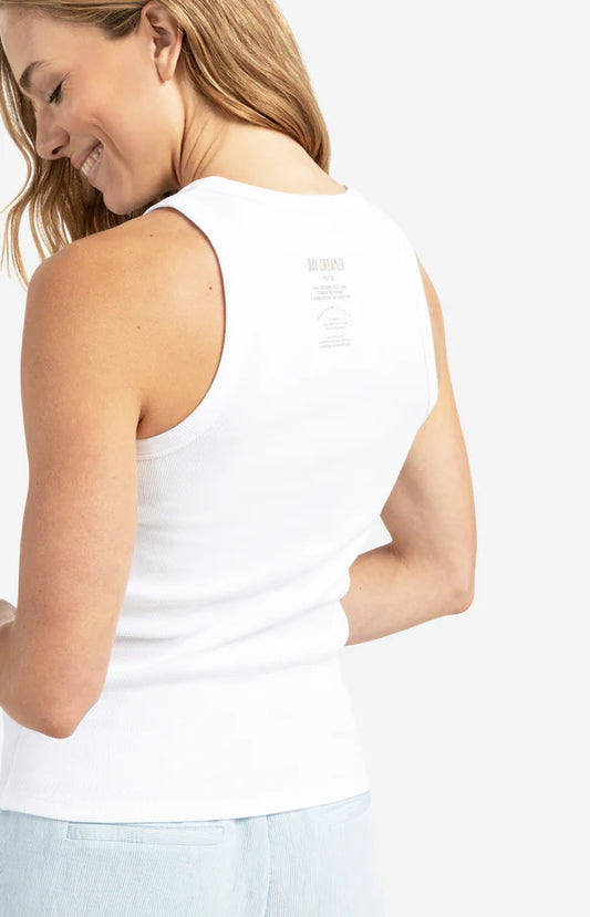 Geripptes ärmelloses Oberteil mit Print auf der Rückseite, YAYA