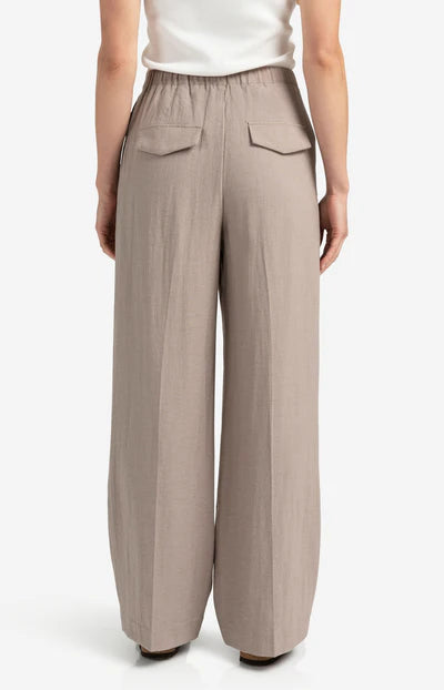 Strukturierte gewebte Hose mit weitem Bein und Bundfalten YAYA