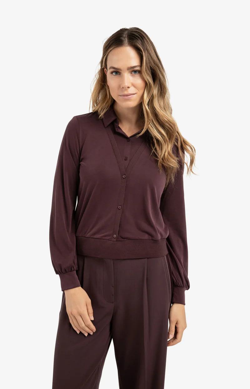 Jerseybluse mit Zwei-Lagen-Look, YAYA