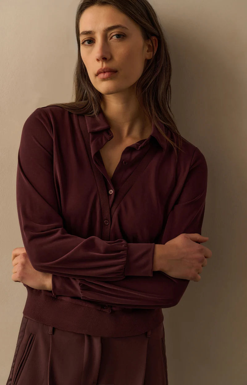 Jerseybluse mit Zwei-Lagen-Look, YAYA