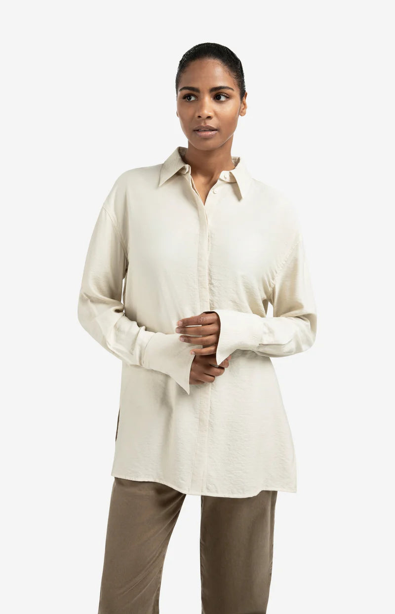 Lange Bluse mit abnehmbarem Kragen und Bündchen, YAYA