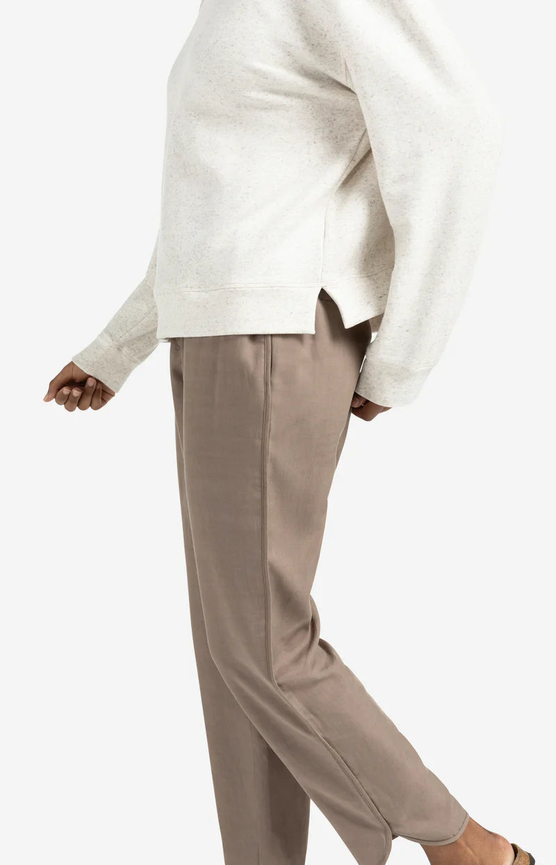 Melange-Sweatshirt mit U-Boot-Ausschnitt und Seitenschlitz