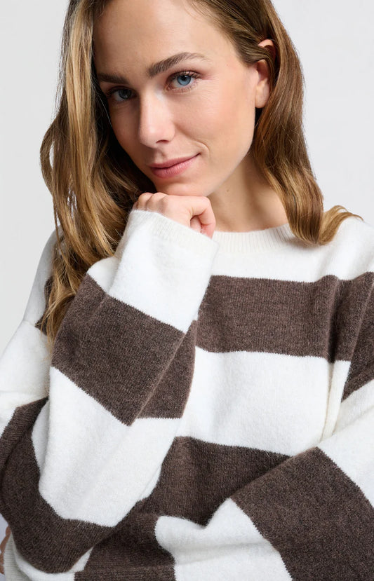 Oversize-Pullover mit breiten Streifen und langen Ärmeln, YAYA