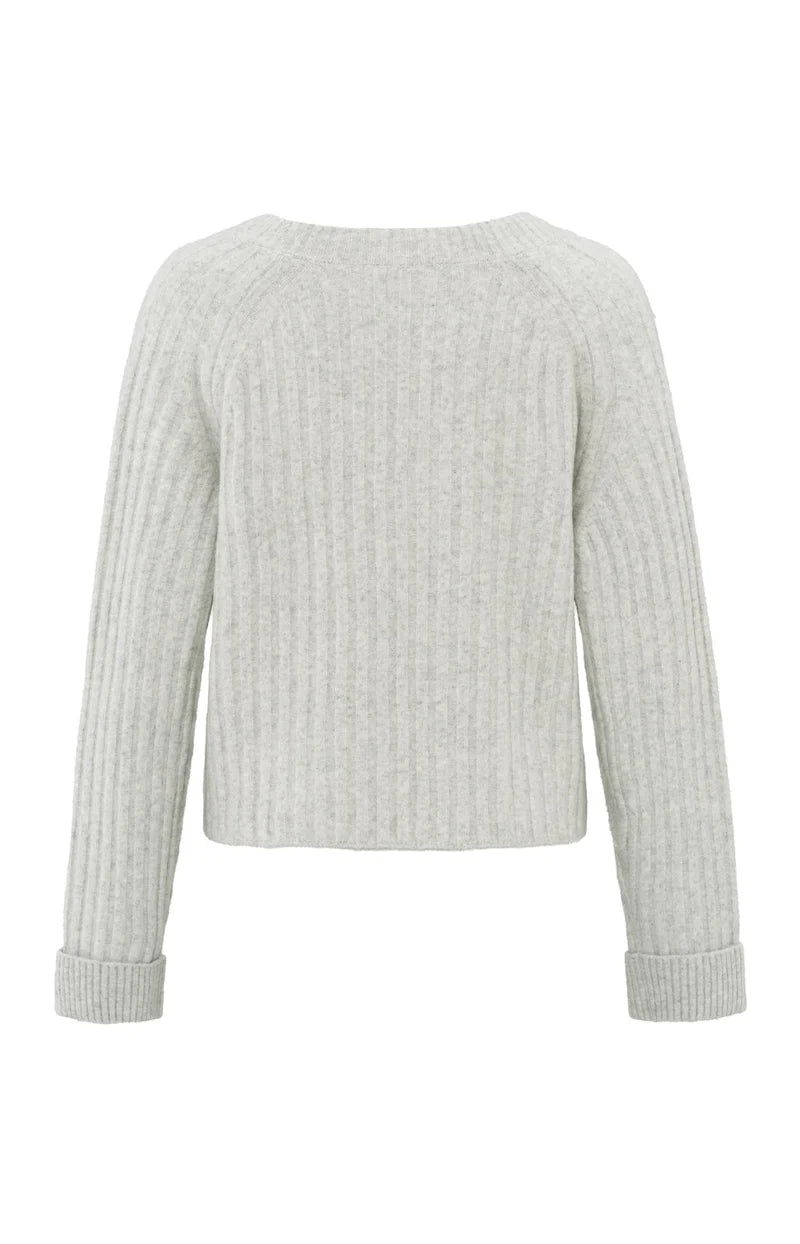 Weicher gerippter Pullover mit V-Ausschnitt, Yaya