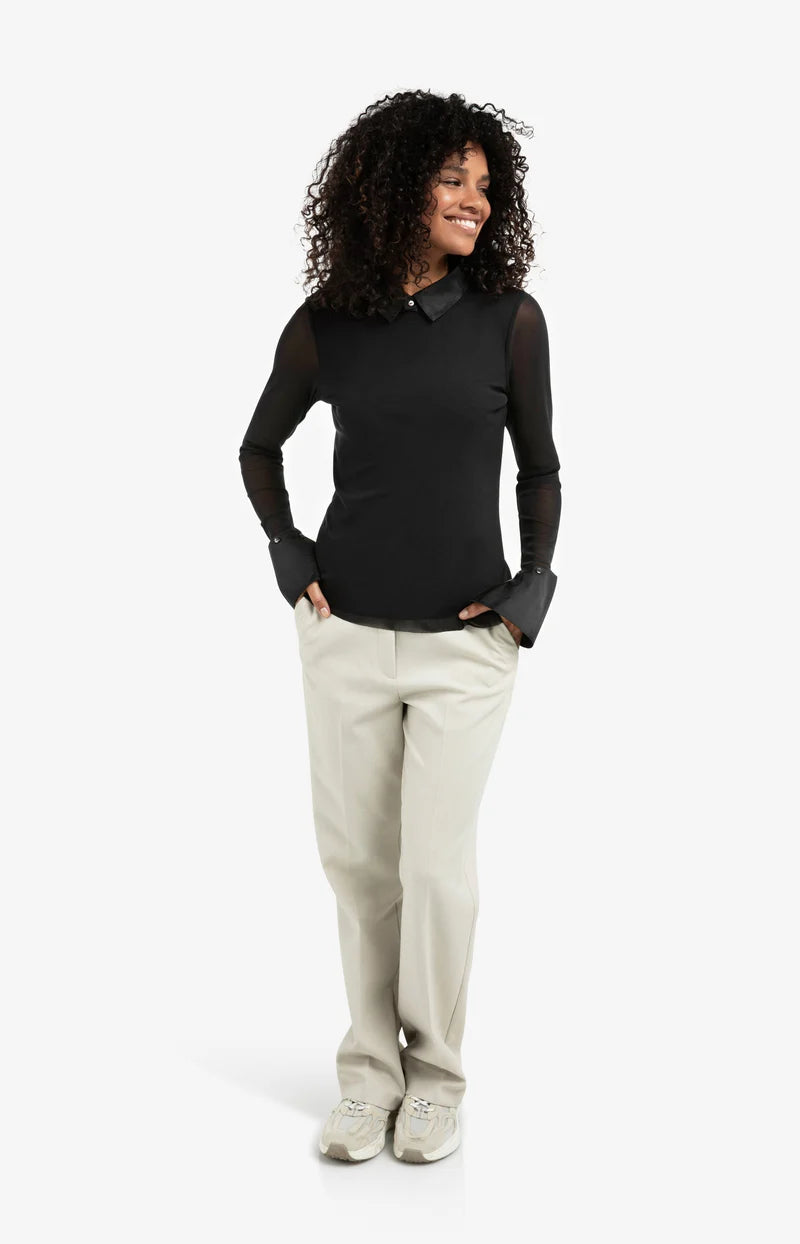 Hose mit geradem Bein und stylishem Bund, YAYA