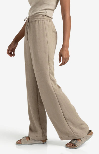 Gewebte Hose mit weitem Bein und elastischem Bund, YAYA